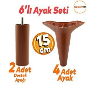 Badem10 Aspen 6'lı Set Lüks 15 cm Kahverengi Mobilya Kanepe Sehpa TV Ünitesi Koltuk Baza Ayağı