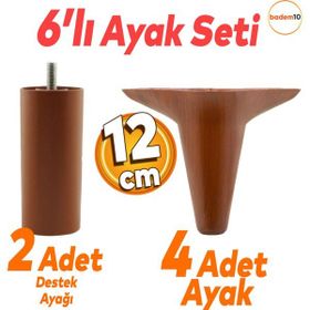 Badem10 Aspen 6'lı Set Mobilya TV Ünitesi Çekyat Koltuk Kanepe Destek Ayağı 12 cm Kahverengi Baza Ayak