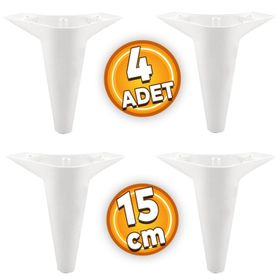 Badem10 Aspen Beyaz 15 cm Ayak 4 Adet Mobilya Kanepe Sehpa Tv Ünitesi Baza Koltuk Ayağı