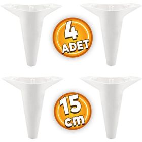 Badem10 Aspen Beyaz 15 cm Ayak 4 Adet Mobilya Kanepe Sehpa Tv Ünitesi Baza Koltuk Ayağı