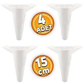 Badem10 Aspen Beyaz 15 cm Ayak 4 Adet Mobilya Kanepe Sehpa Tv Ünitesi Baza Koltuk Ayağı