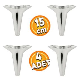 Badem10 Aspen Krom Renk 15 cm 4 Adet Mobilya Kanepe Sehpa Tv Ünitesi Baza Koltuk Ayağı