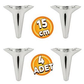 Badem10 Aspen Krom Renk 15 cm 4 Adet Mobilya Kanepe Sehpa Tv Ünitesi Baza Koltuk Ayağı