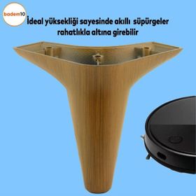 Badem10 Aspen Lüks 12 cm Kahverengi Ahşap Desenli Baza 4 Adet Mobilya Kanepe Sehpa Tv Ünitesi Koltuk Ayağı