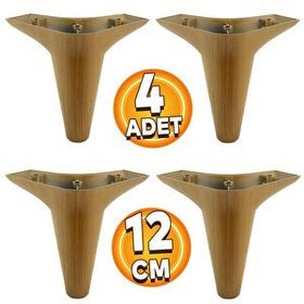 Badem10 Aspen Lüks 12 cm Kahverengi Ahşap Desenli Baza 4 Adet Mobilya Kanepe Sehpa Tv Ünitesi Koltuk Ayağı