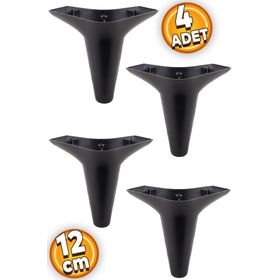 Badem10 Aspen Lüks 12 cm Siyah 4 Adet Mobilya Kanepe Sehpa TV Ünitesi Koltuk Ayağı