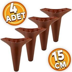 Badem10 Aspen Lüks 15 cm 4 Adet Kahverengi Ahşap Desenli Baza Mobilya Kanepe Sehpa TV Ünitesi Koltuk Ayağı