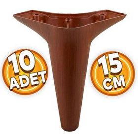 Badem10 Aspen Lüks 15 cm Kahverengi Ahşap Desenli Baza Mobilya Kanepe Sehpa TV Ünitesi Koltuk Ayağı