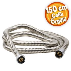 Badem10 Baran 150 cm Çelik Örgülü Paslanmaz Kırılmaz Banyo Spiral Hortumu