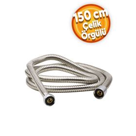 Badem10 Baran 150 cm Çelik Örgülü Paslanmaz Kırılmaz Banyo Spiral Hortumu