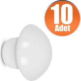Badem10 Beyaz 10 Adet Nobel Mantar Düğme Kulp Çekmece Dolap Kapak Kulbu