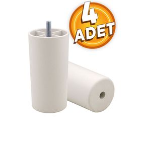 Badem10 Beyaz Baza Ayak 12 cm 4 Adet Mobilya Kanepe Sehpa Puf Koltuk Ayağı