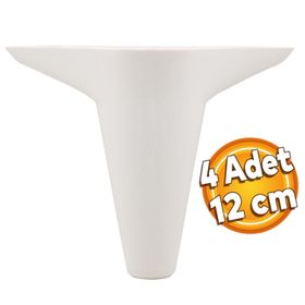 Badem10 Beyaz Baza Ayak 12 cm 4 Adet Mobilya Kanepe Sehpa Puf Koltuk Ayağı