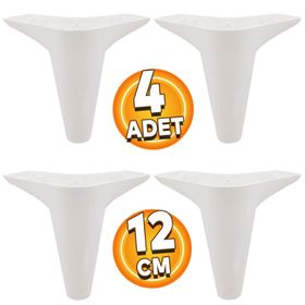 Badem10 Beyaz Baza Ayak 12 cm 4 Adet Mobilya Kanepe Sehpa Puf Koltuk Ayağı