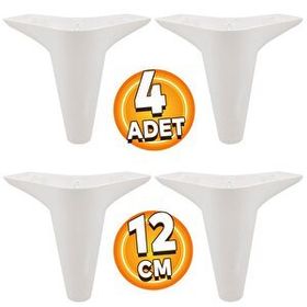 Badem10 Beyaz Baza Ayak 12 cm 4 Adet Mobilya Kanepe Sehpa Puf Koltuk Ayağı