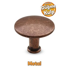 Badem10 Big Düğme Çekmece Dolap Kapak Antik Bakır Metal Kulp