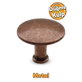 Badem10 Big Düğme Çekmece Dolap Kapak Antik Bakır Metal Kulp