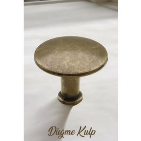 Badem10 Big Düğme Çekmece Dolap Kapak Antik Sarı Metal Kulp