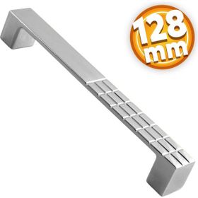Badem10 Bihter Desenli Mutfak Çekmece Dolap Kapak Krom 128 mm Metal Kulp