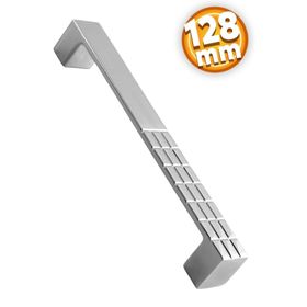 Badem10 Bihter Desenli Mutfak Çekmece Dolap Kapak Krom 128 mm Metal Kulp