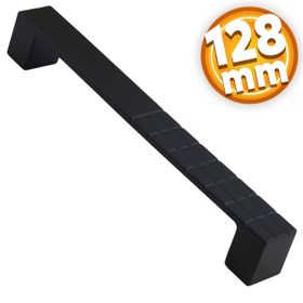 Badem10 Bihter Desenli Mutfak Çekmece Dolap Kapak Siyah 128 mm Metal Kulp