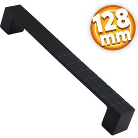 Badem10 Bihter Desenli Mutfak Çekmece Dolap Kapak Siyah 128 mm Metal Kulp