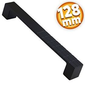 Badem10 Bihter Desenli Mutfak Çekmece Dolap Kapak Siyah 128 mm Metal Kulp