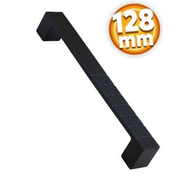 Badem10 Bihter Desenli Mutfak Çekmece Dolap Kapak Siyah 128 mm Metal Kulp