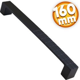 Badem10 Bihter Desenli Mutfak Çekmece Dolap Kapak Siyah 160 mm Metal Kulp
