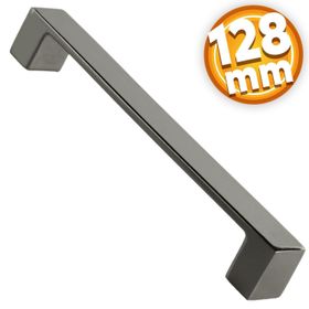 Badem10 Bihter Düz Mutfak Çekmece Dolap Kapak Füme 128 mm Metal Kulp