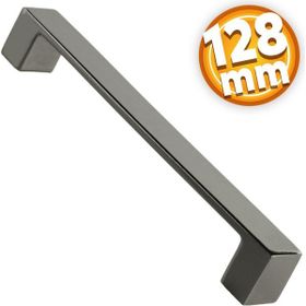 Badem10 Bihter Düz Mutfak Çekmece Dolap Kapak Füme 128 mm Metal Kulp