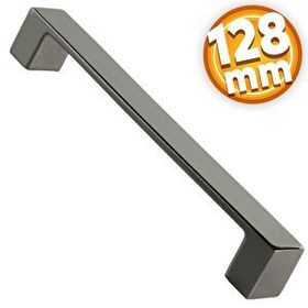Badem10 Bihter Düz Mutfak Çekmece Dolap Kapak Füme 128 mm Metal Kulp