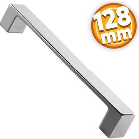 Badem10 Bihter Düz Mutfak Çekmece Dolap Kapak Krom 128 mm Metal Kulp