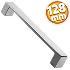 Badem10 Bihter Düz Mutfak Çekmece Dolap Kapak Krom 128 mm Metal Kulp