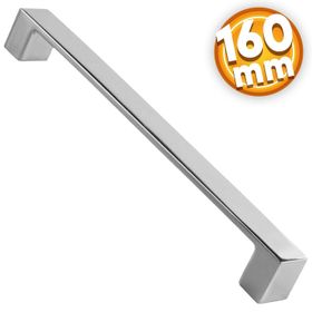 Badem10 Bihter Düz Mutfak Çekmece Dolap Kapak Krom 160 mm Metal Kulp