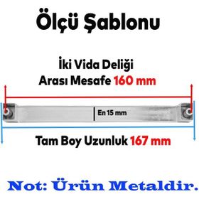 Badem10 Bihter Düz Mutfak Çekmece Dolap Kapak Krom 160 mm Metal Kulp
