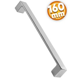 Badem10 Bihter Düz Mutfak Çekmece Dolap Kapak Krom 160 mm Metal Kulp