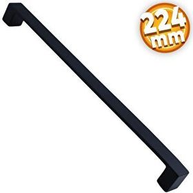 Badem10 Bihter Düz Mutfak Çekmece Dolap Kapak Siyah 224 mm Metal Kulp