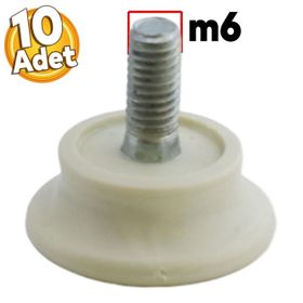 Badem10 Bingo Rotil 2.5 cm 10 Adet M6 Civatalı Krem Profil Ayağı