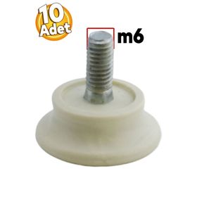 Badem10 Bingo Rotil 2.5 cm 10 Adet M6 Civatalı Krem Profil Ayağı