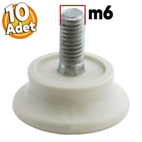 Badem10 Bingo Rotil 2.5 cm 10 Adet M6 Civatalı mm Beyaz Profil Ayağı