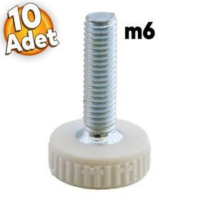 Badem10 Bingo Rotil 2.5 cm 10 Adet M6 Civatalı mm Beyaz Profil Ayağı