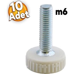 Badem10 Bingo Rotil 2.5 cm 10 Adet M6 Civatalı mm Beyaz Profil Ayağı