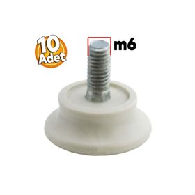 Badem10 Bingo Rotil 2.5 cm 10 Adet M6 Civatalı mm Beyaz Profil Ayağı