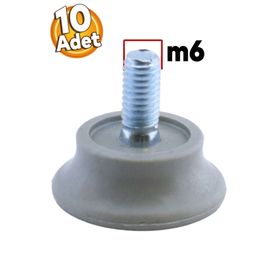 Badem10 Bingo Rotil 2.5 cm 10 Adet M6 Civatalı mm Gri Profil Ayağı