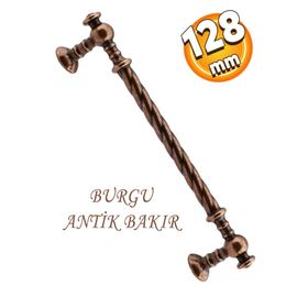 Badem10 Burgu Mobilya Mutfak Dolabı Çekmece Dolap Kapak Antik Bakır 128 mm Metal Kulp
