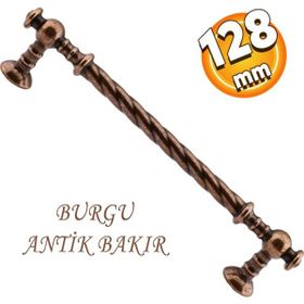 Badem10 Burgu Mobilya Mutfak Dolabı Çekmece Dolap Kapak Antik Bakır 128 mm Metal Kulp