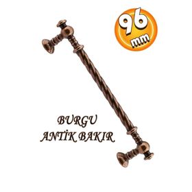 Badem10 Burgu Mobilya Mutfak Dolabı Çekmece Dolap Kapak Antik Bakır 96 mm Metal Kulp