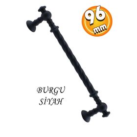 Badem10 Burgu Mobilya Mutfak Dolabı Çekmece Dolap Kapak Mat Siyah 96 mm Metal Kulp
