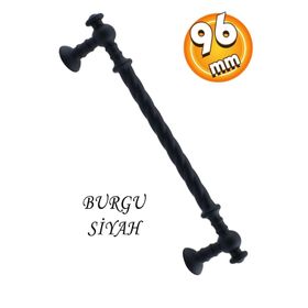 Badem10 Burgu Mobilya Mutfak Dolabı Çekmece Dolap Kapak Mat Siyah 96 mm Metal Kulp